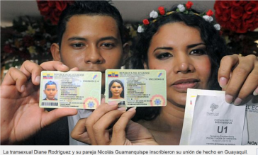 Die transsexuelle Diane Rodríguez und ihr Partner Nicolás Guamanquispe sind jetzt eine "eingetragene Partnerschaft"