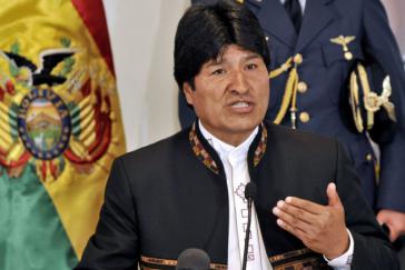 Morales bei der Vorstellung des Atomprogramms in La Paz