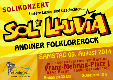 Solikonzert mit Sol y Lluvia am 09. August in Berlin Sol y Lluvia am 09. August in Berlin