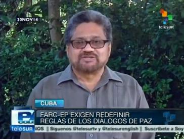 Verhandlungsleiter für die FARC, Iván Márquez, fordert Präsident Santos auf, bilateralem Waffenstillstand zuzustimmen