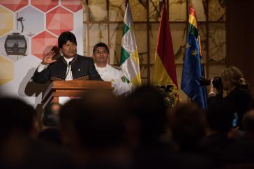 Boliviens Präsident Morales am Montag vor Wirtschaftsvertretern in New York