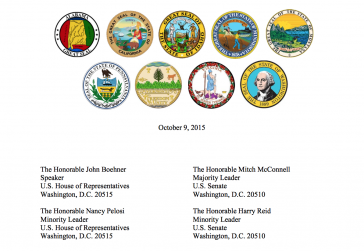 Kopfzeile des Briefes der US-Gouverneure mit den Wappen der jeweiligen Bundesstaaten