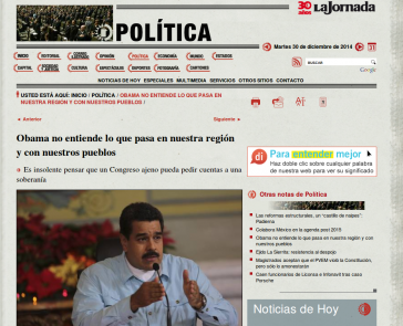 Die argentinische Journalistin Stella Calloni interviewte Präsident Maduro für La Jornada