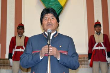 Morales bei der Pressekonferenz am heutigen Montag