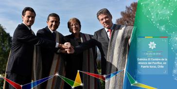 Gipfelfoto: Enrique Peña Nieto, Ollanta Humala, Michelle Bachelet, Juan Manuel Santos (von links nach rechts)