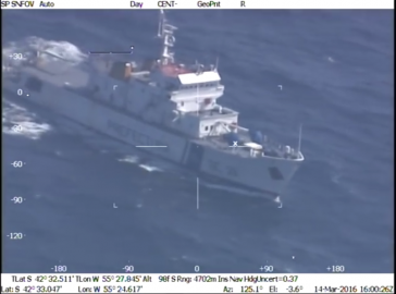 Nahaufnahme des involvierten Schiffs der argentinischen Küstenwache GC-28