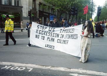 Protest gegen den Kolumbien-Plan, hier in Großbritannien