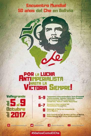 Plakat zu den 5-tätigen Veranstaltungen in Bolivien zum Todestag von Che Guevara