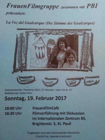 Flyer Filmvorstellung zu Berta Cáceres