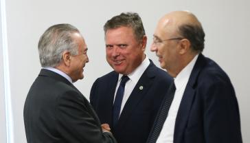 De-facto Präsident Temer, Agraminister Maggi (Mitte) und Finanzminister Henrique Meirelles