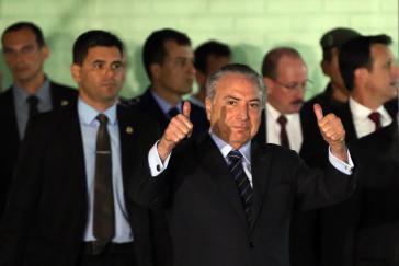 Sieht sich indes als "Opfer einer Verschwörung": Brasiliens De-facto-Präsident Temer am Mittwoch