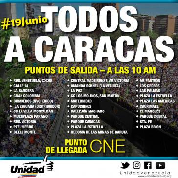 MUD-Aufruf für den 19. Juni zum Marsch Wahlrates in Caracas, Vebezuela