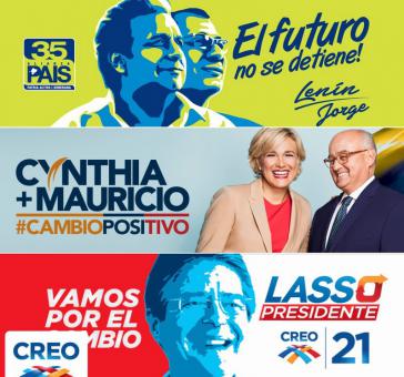 Plakate aus dem Wahlkampf in Ecuador