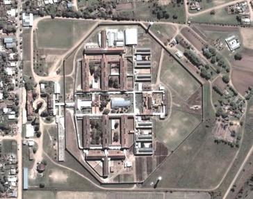 Luftaufnahme des Gefängnisses Coronda in der Provinz Santa Fe, Argentinien