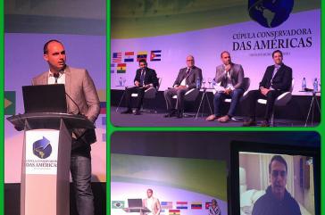 Eduardo Bolsonaro, Sohn des designierten Präsidenten von Brasilien, Jair Bolsonaro, beim Gipfel der Ultrarechten am Samstag