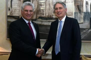 Kubas Präsident mit dem britischen Finanz- und Wirtschaftsminister