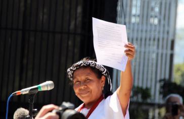María de Jesús Patricio Martínez nach ihrer offiziellen Registrierung für die Kandidatur bei den Präsidentschaftswahlen 2018 in Mexiko