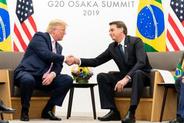 Freunde und neue, enge Alliierte: US-Präsident Donald Trump und Brasiliens Staatschef Jair Bolsonaro beim G20 Gipfel in Japan, Ende Juni 2019.