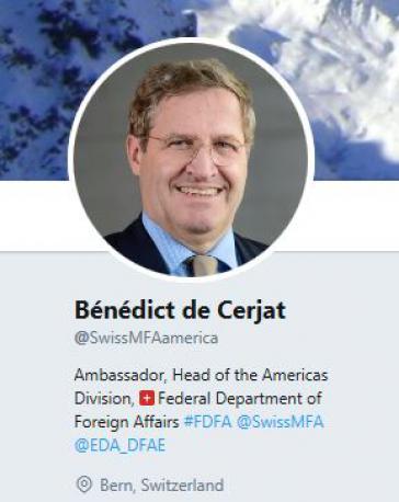 Sorgte erneut mit einem Tweet zu Venezuela für Unruhe: Diplomat Bénédict de Cerjat