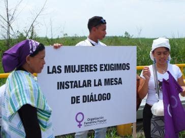 Auf der Demonstration in Kolumbien am 8.März 2019: "Wir Frauen fordern den Beginn des Friedensdialogs"