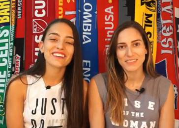 Die Profifußballerinnen Isabella Echeverry (links) und Melissa Ortiz klagen in ihrem Video über miserable Arbeitsbedingungen (Screenshot)