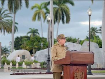 Raúl Castro bei seiner Ansprache in Santiago de Cuba