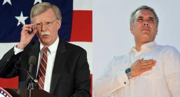 Für US-Sicherheitsberater Bolton (links) und Kolumbiens Präsident Duque steht der Sturz von Venezuelas Präsident kurz bevor