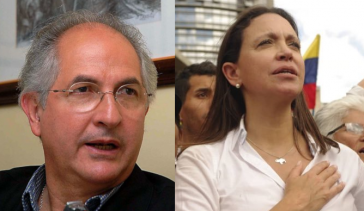 Antonio Ledezma und Maria Corina Machado drängen auf den Abbruch der Gespräche zwischen Opposition und Regierung in Venezuela