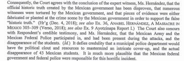 Auszug aus dem Urteil eines Asylverfahrens, das mit dem Fall Ayotzinapa in Zusammenhang steht
