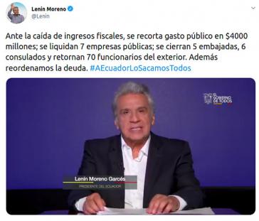 Die neuen Kürzungen gab Moreno am 19. Mai im Fernsehen und über Twitter bekannt