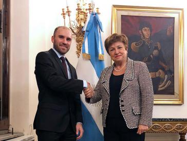 Der argentinische Wirtschaftsminister, Martín Guzmán, und die IWF-Chefin, Kristalina Georgieva, bei einem Treffen Anfang des Monats