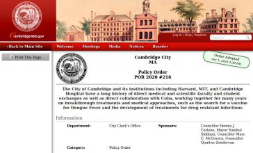 Der Stadtrat von Cambridge fordert die medizinische Kooperation mit Kuba gegen Covid-19 (Screenshot)