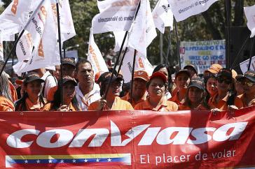 Demonstration in Caracas gegen die US-Sanktionen gegen die staatliche Airline Conviasa