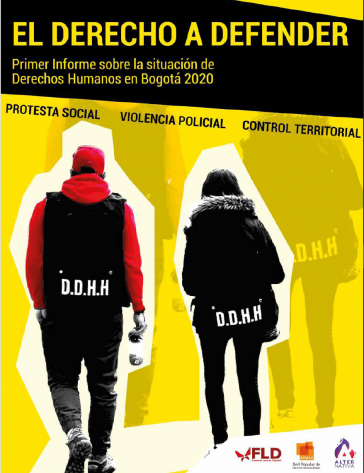 Cover des Berichts mit Titel "El Derecho A Defender" und zwei Personen von hinten
