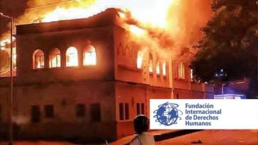 Justizpalast von Tuluá in Flammen