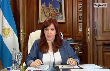 Cristina Kirchner bei ihrer Ansprache nach dem Urteil (Screenshot)
