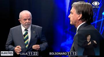 Scharfes Wortgefecht: Die Kandidaten Lula da Silva und Jair Bolsonaro am Sonntag (Screenshot)