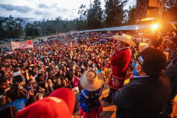 Präsident Castillo in der Region Cajamarca am 1.März