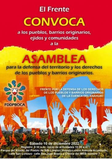 Plakat zur Einladung zu Generalversammlung in San Gregorio