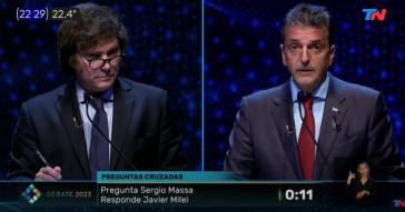 Milei und Massa bei der TV-Debatte in Argentinien am vergangenen Sonntag