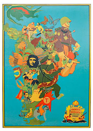 Patricia Israel und Alberto Pérez (Chile), América despierta (Amerika erwacht), 1972. Siebdruck, 144 x 110 cm)