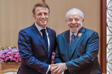 Lula und Macron bei ihrem Zusammentreffen am Rande des G20-Gipfels in Neu-Delhi im September 2022