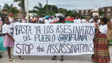 Protest gegen die Morde an Gemeindemitgliedern, die um Erhalt und Rückgewinnung von angestammten Territorien in Honduras kämpfen