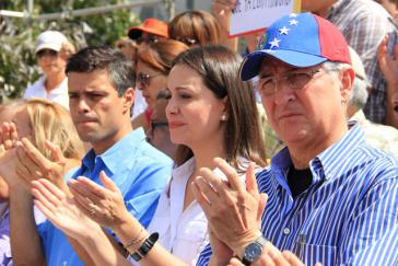 Unverändert ... 2014 führten sie die Kampagne zum gewaltsamen Sturz der Regierung Maduro "La Salida" an (v.l.n.r.) : Leopoldo López, María Corina Machado, Antonio Ledezma