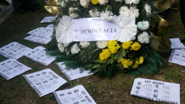 Bei den Protesten in Argentinein am Donnerstag: "Mit dem Ley bases wird die Demokratie beerdigt"