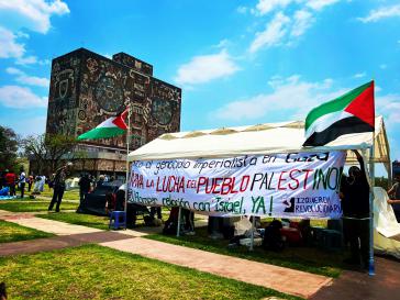 Protestcamp für Palästina vor dem Rektorat der Unam in Mexiko-Stadt