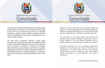 Kommuniqué der Regierung: "Eine anhaltende Kampagne der Aggression gegen das venezolanische Volk"