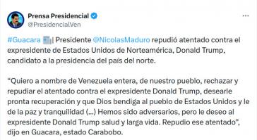 Venezuelas Präsident: "Wir waren Gegner, aber ich wünsche Trump Gesundheit und ein langes Leben"