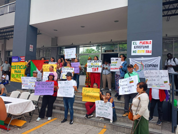 Demonstration von Menschenrechtsorganisationen gegen die Kriminalisierung von Orfaneh und des Volks der Garífuna in Honduras im August 2025