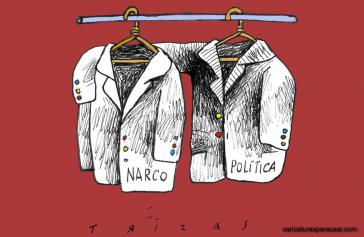 Narco und Politik, versinnbildlicht in einem Cartoon von José Luis Diego Trizas (2018).